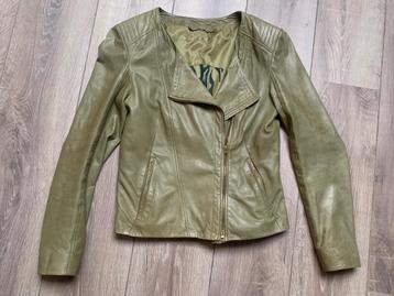 Drykorn leer leren jack blazer jasje khaki groen 2= S/36 beschikbaar voor biedingen