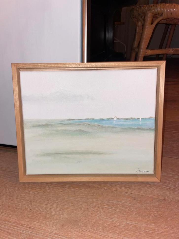 Schilderij +houten lijst 24x30, Antiek en Kunst, Kunst | Schilderijen | Klassiek, Ophalen of Verzenden