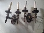 2 zeer oude bronzen wandlampjes foto 1 t/m 5