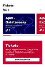 Ajax -galatasaray 3 kaartjes, Tickets en Kaartjes, Twee personen, Overige soorten