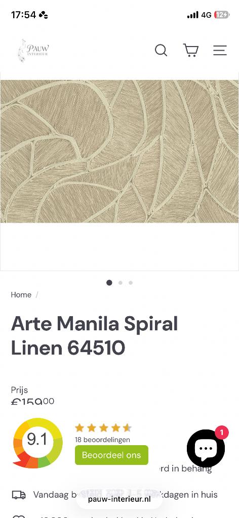 Gezocht: Arte behang spiral linnen, Ophalen of Verzenden, Minder dan 10 m²