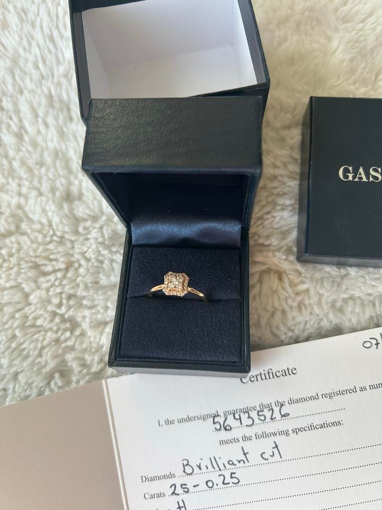 18crt rose goud diamond ring, Ophalen of Verzenden, Zo goed als nieuw, Met edelsteen, Dame