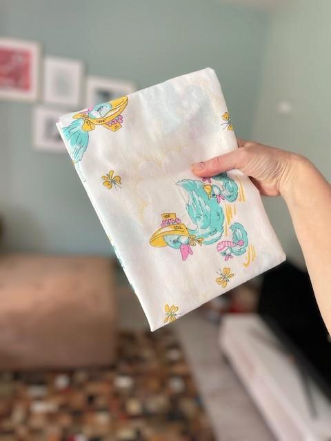 Stof eendjes pastel vintage jaren 70 retro, Hobby en Vrije tijd, Stoffen en Lappen, Nieuw, Katoen, 120 cm of meer, 30 tot 200 cm