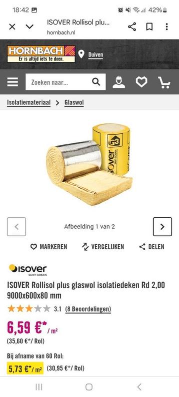Isover zolderisolatie, ca 4 meter beschikbaar voor biedingen