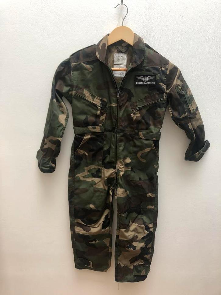 Overall kids leger camouflage maat 116, Kinderen en Baby's, Carnavalskleding en Verkleedspullen, Zo goed als nieuw, Jongen of Meisje