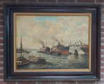 Olieverfschilderij Amsterdamse Haven, W.P. Steggerda, ca1940, Antiek en Kunst, Kunst | Schilderijen | Klassiek, Ophalen
