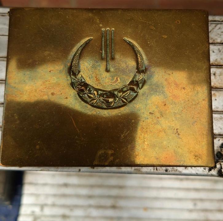 ~1900 Duitse Jugendstil/Art Nouveau messing zegeldoosje, Antiek en Kunst, Antiek | Koper en Brons, Brons, Ophalen of Verzenden