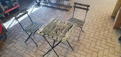 Bistro set, Tuin en Terras, Tuinsets en Loungesets, Gebruikt, Hout, 2 zitplaatsen, Ophalen