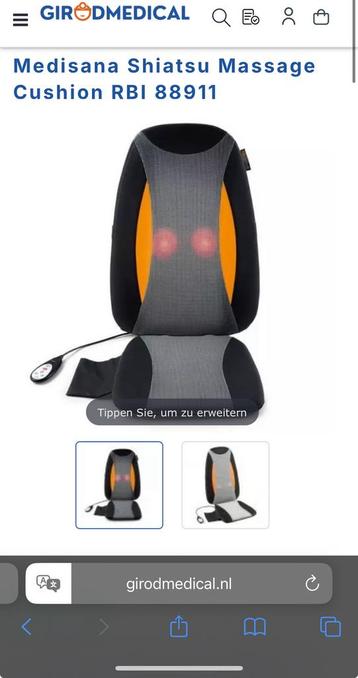 Medisana Shiatsu Massage kussen t.b.v stoel t.w.v 112€ beschikbaar voor biedingen