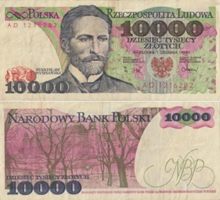 POLEN 1988 10.000 zlotych #151b VF, Postzegels en Munten, Bankbiljetten | Europa | Niet-Eurobiljetten, Los biljet, Polen, Verzenden