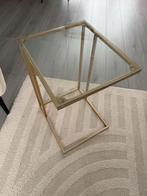 Goud bijzettafel, Huis en Inrichting, Tafels | Bijzettafels, Minder dan 55 cm, Metaal of Aluminium, Rond, Zo goed als nieuw