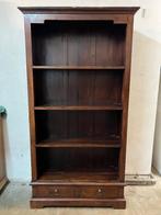 Teakhouten boekenkast – koloniale stijl – 180x90x30 cm, Koloniaal, 50 tot 100 cm, Zo goed als nieuw, Met lade(s)