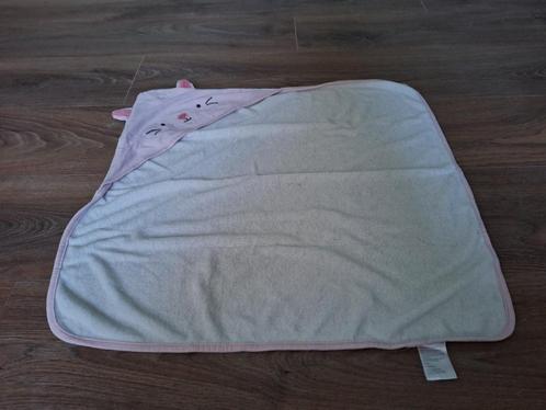 Inwikkeldoek omslagdoek badcape wafelstof oud roze met poes, Kinderen en Baby's, Dekens, Slaapzakjes en Inbakerproducten, Zo goed als nieuw