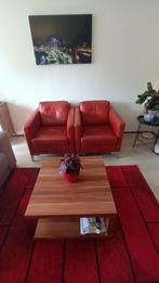 2 lederen fauteuils, Huis en Inrichting, Fauteuils, Ophalen, Gebruikt, Modern/klassiek, 50 tot 75 cm