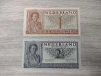 Setje vrijwel UNC biljetten 1 en 2,5 gulden 1949, muntbiljet, Postzegels en Munten, Ophalen of Verzenden