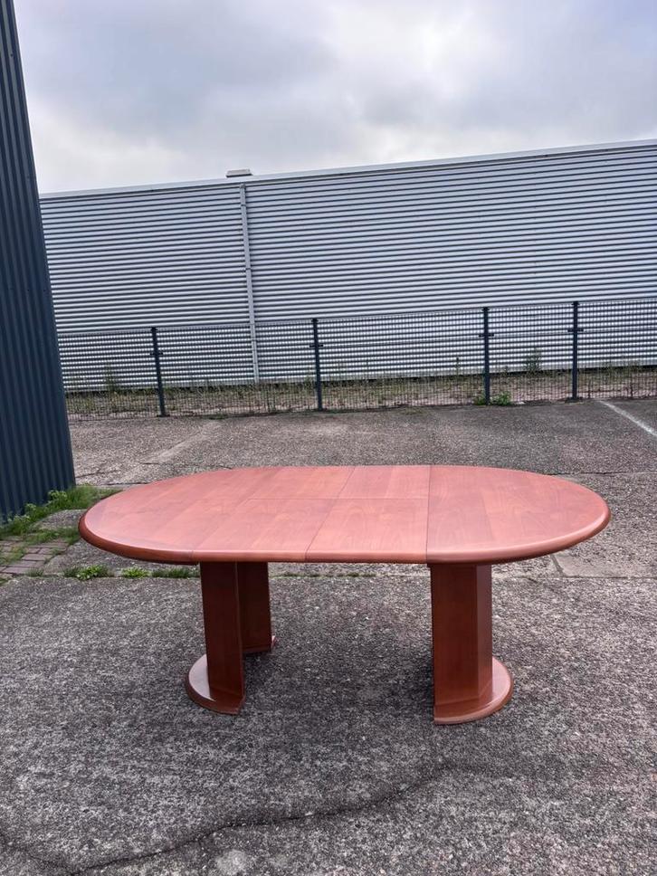 Vintage eettafel rond uitschuifbaar, Huis en Inrichting, Tafels | Eettafels, Gebruikt, 50 tot 100 cm, Rond, Ophalen