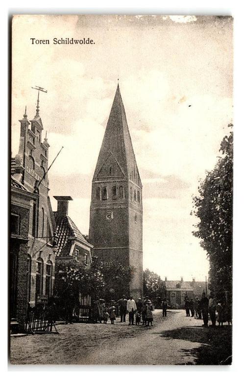 Schildwolde, Toren. Lees beschrijving, Verzamelen, Ansichtkaarten | Nederland, Gelopen, Groningen, Voor 1920, Verzenden