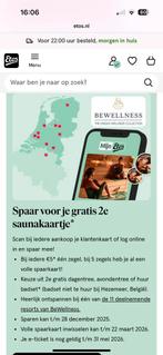 Sauna 2e kaartje gratis (etos actie), Tickets en Kaartjes, Twee personen, Kortingsbon, Spa of Sauna