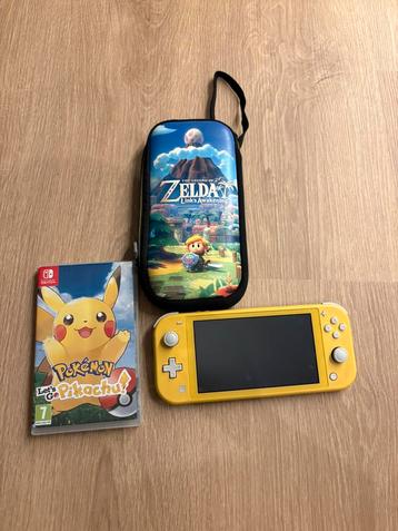 Nintendo switch lite + hoes + game pokemon lets go pikachu beschikbaar voor biedingen