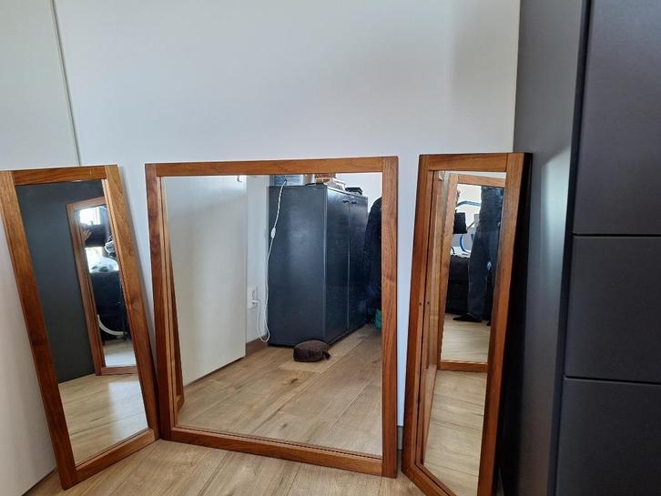 Houten spiegels drieluik, Huis en Inrichting, Woonaccessoires | Spiegels, Zo goed als nieuw, 125 cm of meer, Minder dan 100 cm