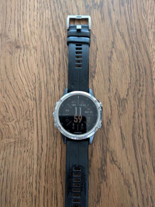 Garmin Fenix 5 plus, Sieraden, Tassen en Uiterlijk, Sporthorloges, Gebruikt, Zilver, Afstand, Calorieverbanding, Conditie, GPS
