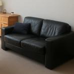 Tweezitsbank zwart leer - ZIEN, Ophalen, Gebruikt, 150 tot 200 cm, Tweepersoons