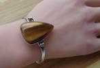zilveren armband modernist met grote tijgeroog steen [004], Verzenden, Zo goed als nieuw, Met edelsteen, Zilver