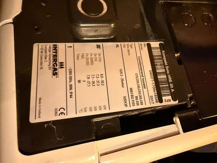 Intergas Kompakt Solo HRE 30a verwarmingsketel CV, Doe-het-zelf en Verbouw, Verwarming en Radiatoren, Gebruikt, Cv-ketel of Combi-ketel