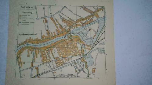 46 / Zaandam plattegrond in 4 kleuren  Litho 1917, Antiek en Kunst, Kunst | Litho's en Zeefdrukken, Ophalen of Verzenden