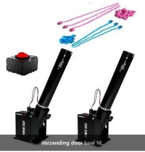 Te huur Gender Reveal Dubbele streamer shooter met lanceerkn, Hobby en Vrije tijd, Feestartikelen | Verhuur, Zo goed als nieuw