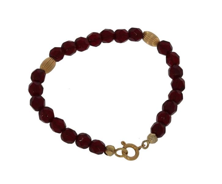 Granaat antieke meisjes armband 14k slot goud bollen dame, Sieraden, Tassen en Uiterlijk, Antieke sieraden, Armband, Goud, Met edelsteen