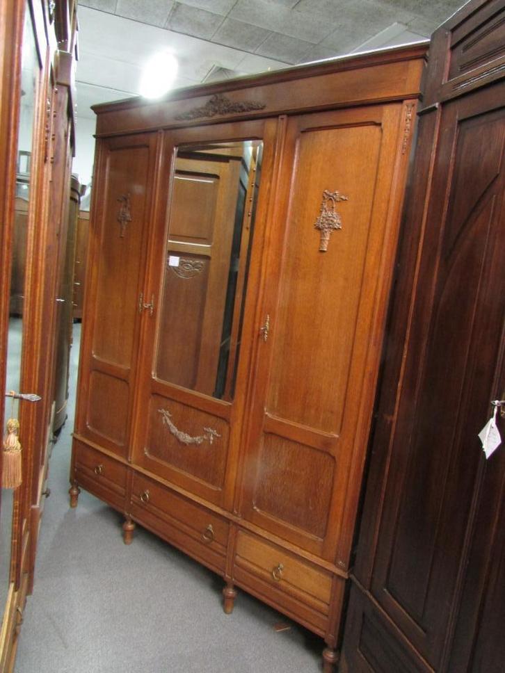 Antieke eiken linnenkast kleerkast met hang en leg, Huis en Inrichting, Kasten | Kledingkasten, Zo goed als nieuw, 200 cm of meer