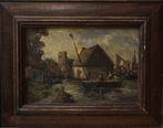 Havengezicht (Dordrecht?) Louis Apol., Antiek en Kunst, Kunst | Schilderijen | Klassiek, Ophalen of Verzenden