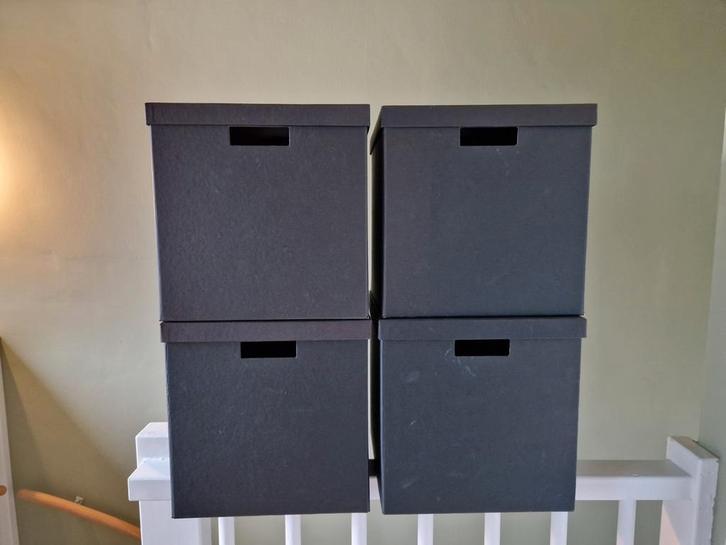 6 zwarte Ikea Kallax opbergdozen, Doe-het-zelf en Verbouw, Kratten en Dozen, Gebruikt, Doos, Minder dan 50 cm, Minder dan 35 cm