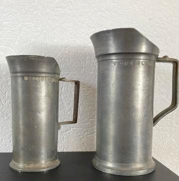 Twee antieke tinnen maatkannen 1 liter en 1/2 Liter beschikbaar voor biedingen