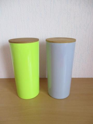 2 x Voorraadbus. Melamine - Groen en paars. 24.5 cm. beschikbaar voor biedingen