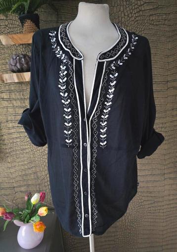Nieuwe Didi blouse met kraaltjes 46 zwarte katoenen blouse  beschikbaar voor biedingen
