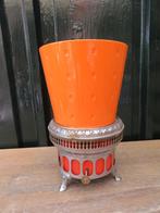 Oranje theelicht met bloempot, Ophalen of Verzenden