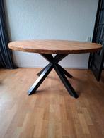 Ronde eettafel 1,4 meter met zwarte kruispoot, Ophalen, Rond, 100 tot 150 cm, 100 tot 150 cm