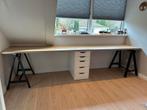 IKEA Bureau met schragen en twee werkbladen, Huis en Inrichting, Ophalen, Gebruikt, Bureau
