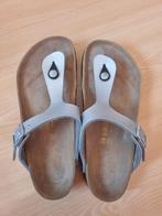 Birkenstock Teenslippers Zilver - Maat 38, Kleding | Dames, Slippers, Ophalen of Verzenden, Grijs, Gedragen