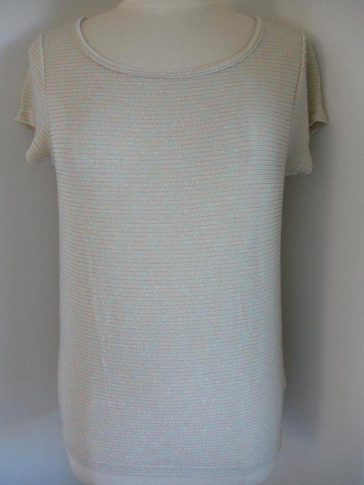 AMERICAN RETRO t- shirt beige pastel glitters maat M - nieuw, Kleding | Dames, T-shirts, Nieuw, Maat 38/40 (M), Beige, Korte mouw