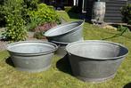Grote vintage zinken teilen – waterbak / plantenbak / bad, Tuin en Terras, Ophalen, Rond, Minder dan 60 cm