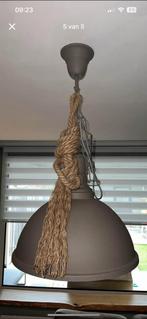 2 hanglampen taupe, Huis en Inrichting, Lampen | Hanglampen, Ophalen, Zo goed als nieuw, Metaal, Landelijk