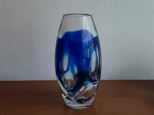 Floris Meydam: blauwe Tortuga serica vaas 22 cm Leerdam 1963, Antiek en Kunst, Antiek | Glas en Kristal, Ophalen of Verzenden
