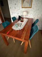 Houten Eethoek met 4 Stoelen, Huis en Inrichting, Tafels | Eettafels, Ophalen, Gebruikt, 100 tot 150 cm, Eikenhout