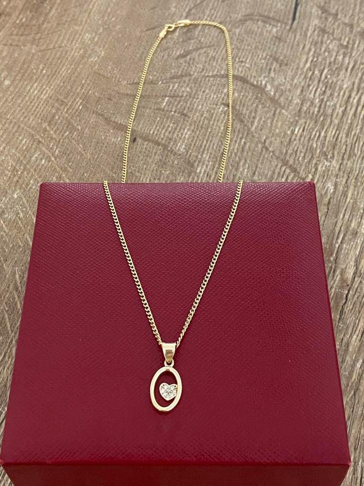 14 karaat(585) gouden ketting met hanger, Sieraden, Tassen en Uiterlijk, Kettingen, Nieuw, Goud, Goud, Met hanger, Ophalen of Verzenden