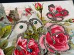 zilver glitter reliefkaart witte duiven rozen strass fr 1913, Verzamelen, Ansichtkaarten | Themakaarten, Verzenden, Voor 1920