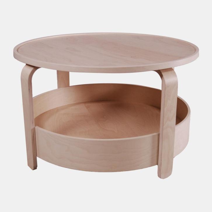 Salontafel in hout (rond), Huis en Inrichting, Tafels | Salontafels, Zo goed als nieuw, Minder dan 50 cm, 50 tot 100 cm, 50 tot 100 cm