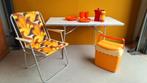 Retro Camping Set: Tafel, Stoel, Koelbox, Servies, Caravans en Kamperen, Gebruikt, Vintage, Ophalen of Verzenden, Campingstoel